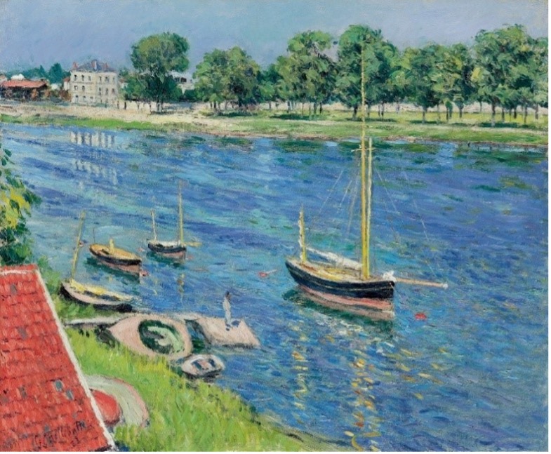 La Seine à Argenteuil, bateaux au mouillage, Gustave Caillebotte, 1883