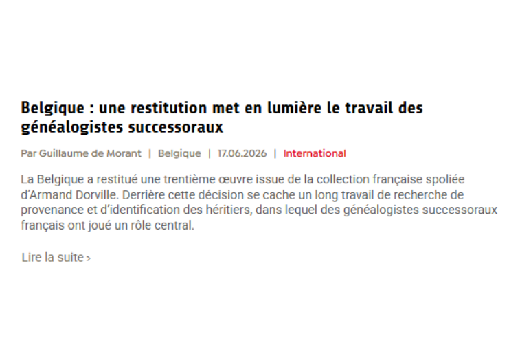 [MEDIAS] La Revue française de généalogie met en lumière l’expertise d’ADD Associés dans le dossier Dorville