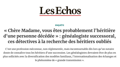 ADD Associes dans Les Echos - Généalogie successorale